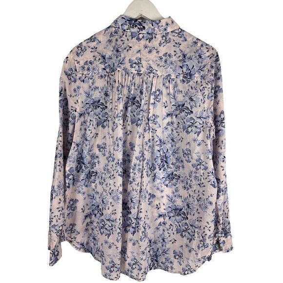 J. Jill Collared Button Front Floral Blouse size M - Picture 2 of 6